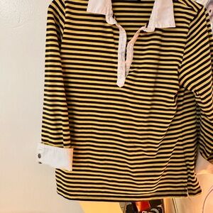 Bay Studio Black and Yellow Striped Blouse